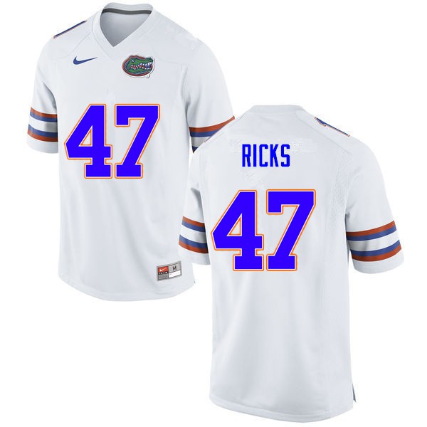 Men #47 Isaac Ricks Florida Gators College Football Jersey White